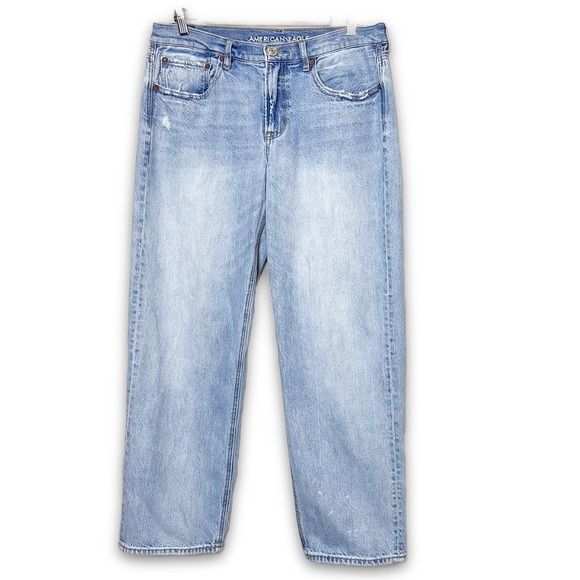 American Eagle Outfitters Denim - American Eagle 90s Low-Rise‎ Straight Jeans 12 SHORT Faded Light Wash Denim